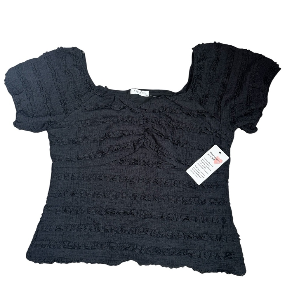 Good Days Project Black Smocked Short‎  Top Size 2X Textured